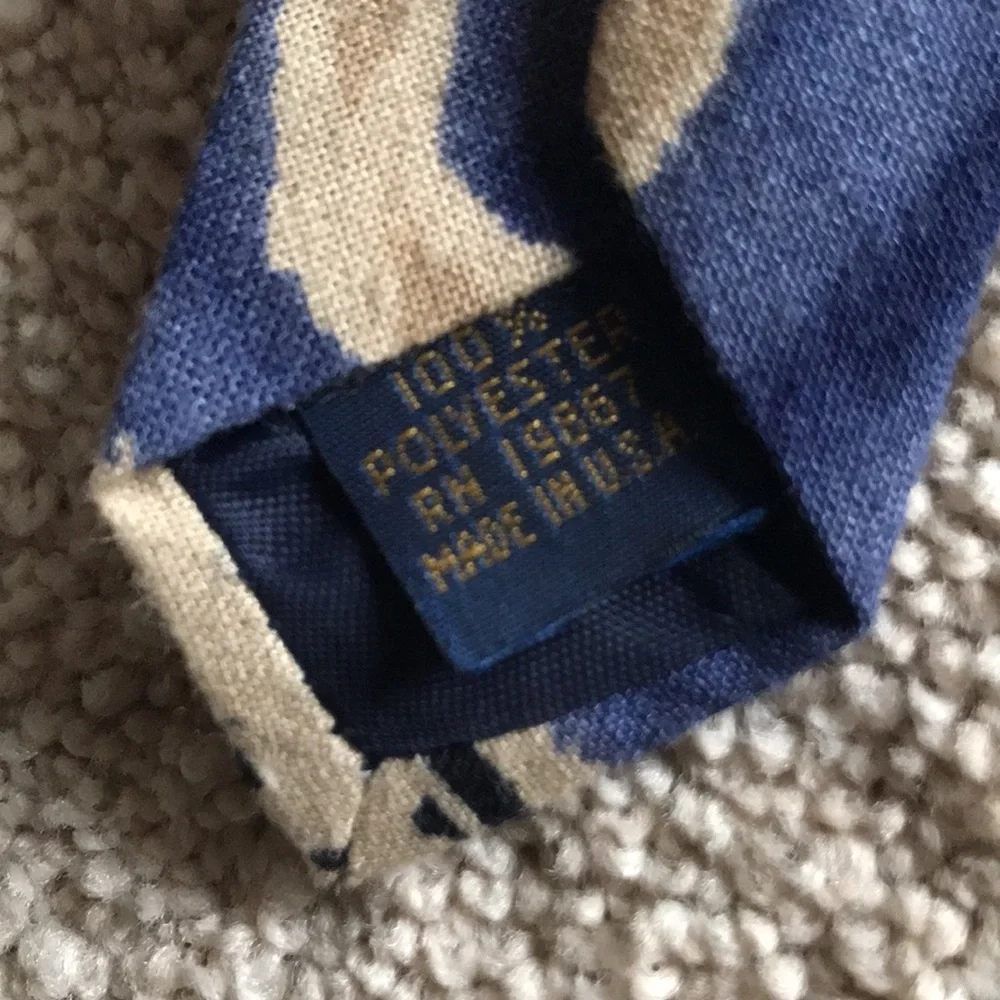 Forte Blue and Beige Tie Blue and Beige  made in USA Classic Vintage